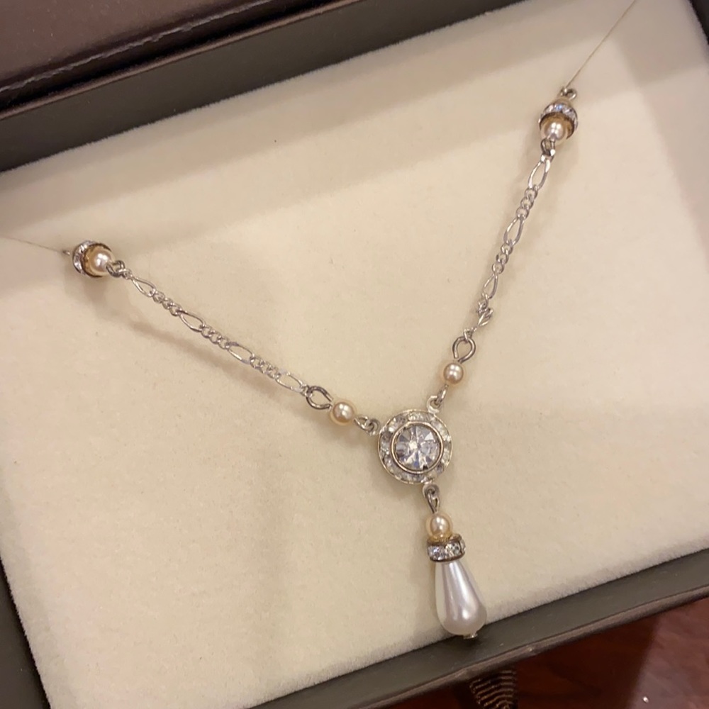 Rhinestone and Pearl Bridal Necklace